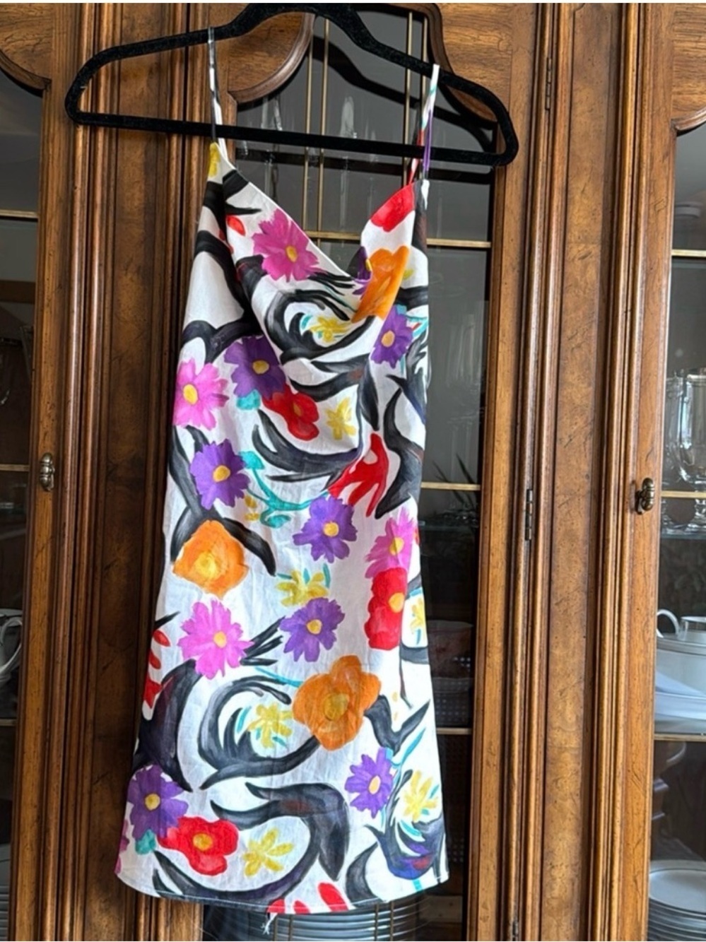 STELLA JEAN Floral Cowl Neck Mini Hourglass Sleeveless Dress Size IT40/US4 NWT - Picture 5 of 8